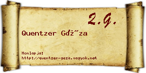 Quentzer Géza névjegykártya